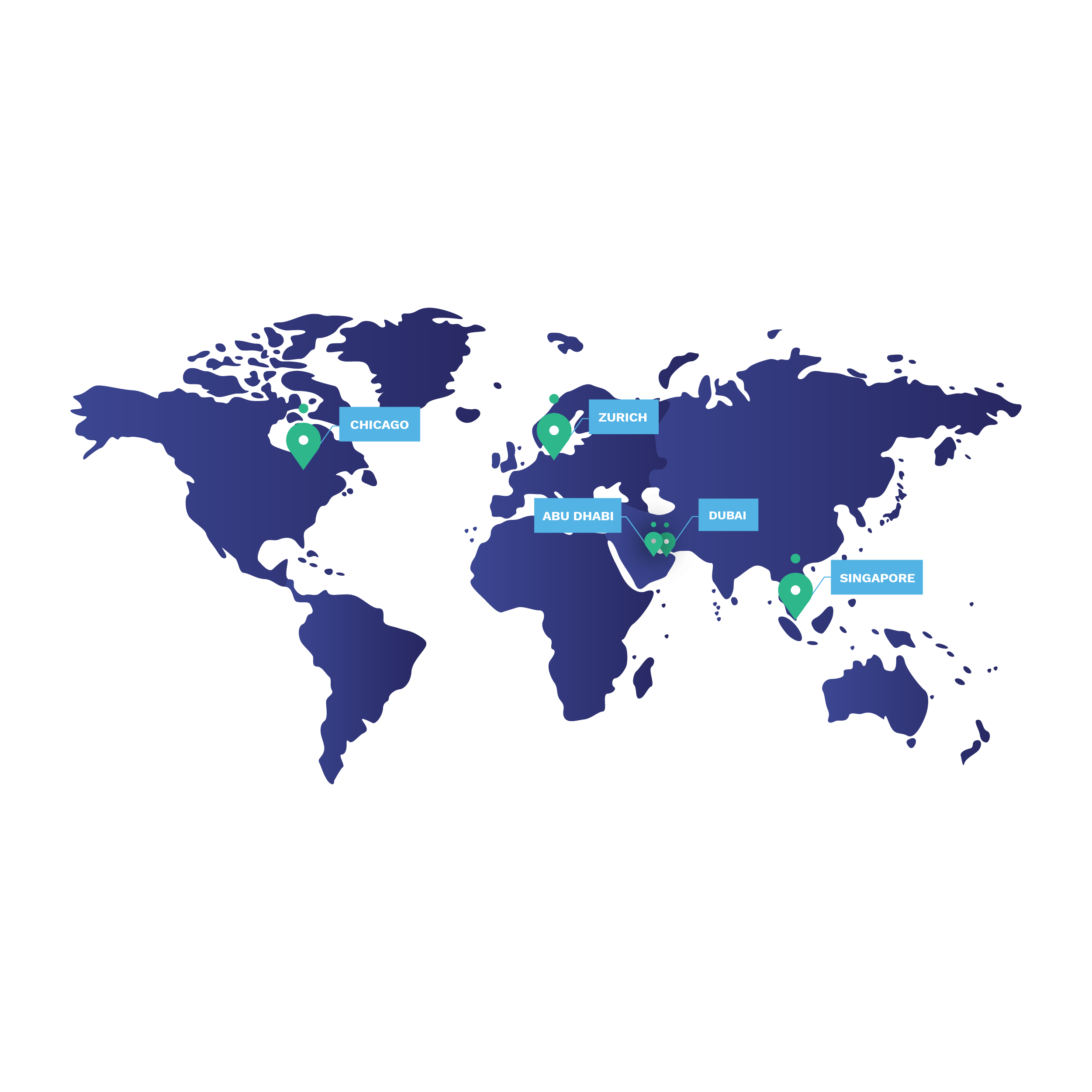 Map showing global locations of offices.